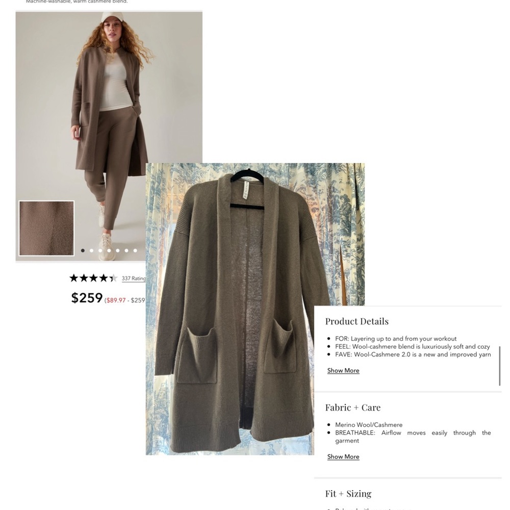 Athleta Wool Cashmere Alpine Spirit Wrap Oversized Longline Cardigan